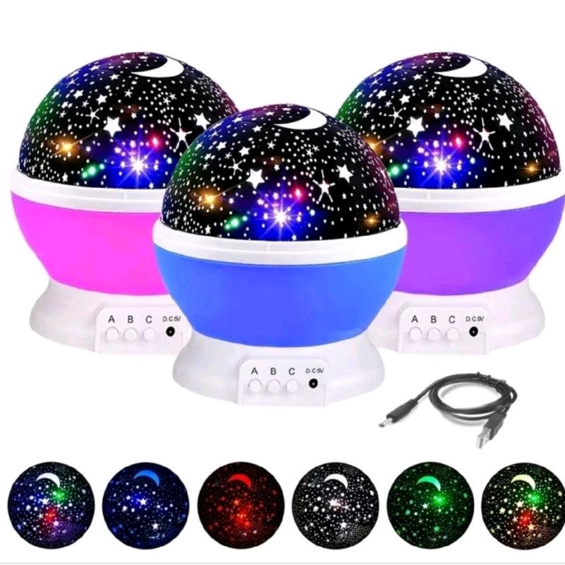 Lampu Tidur Hias Unik Dengan Model Proyektor Motif Bulan Bintang Sky Galaxy