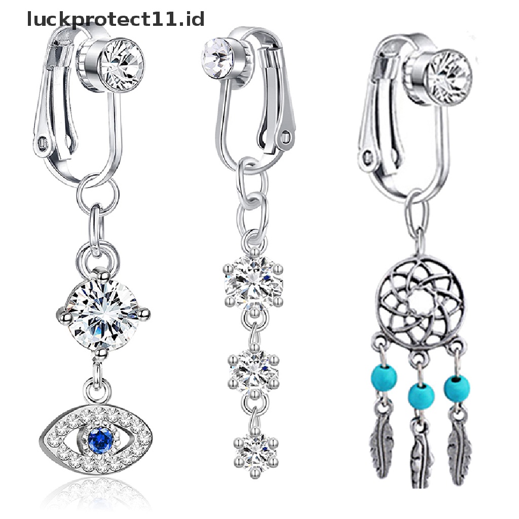 /Fashion Hot// Fashion// 1Pc Cincin Pusar Palsu Klip Palsu Di Perut Cincin Non Pusar.