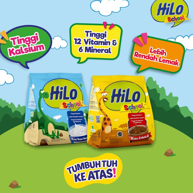 

(PROMO KLP87) HiLo School Susu Vanilla Gusset 350 gram (10 Sachet) - Susu Tinggi Kalsium ✾