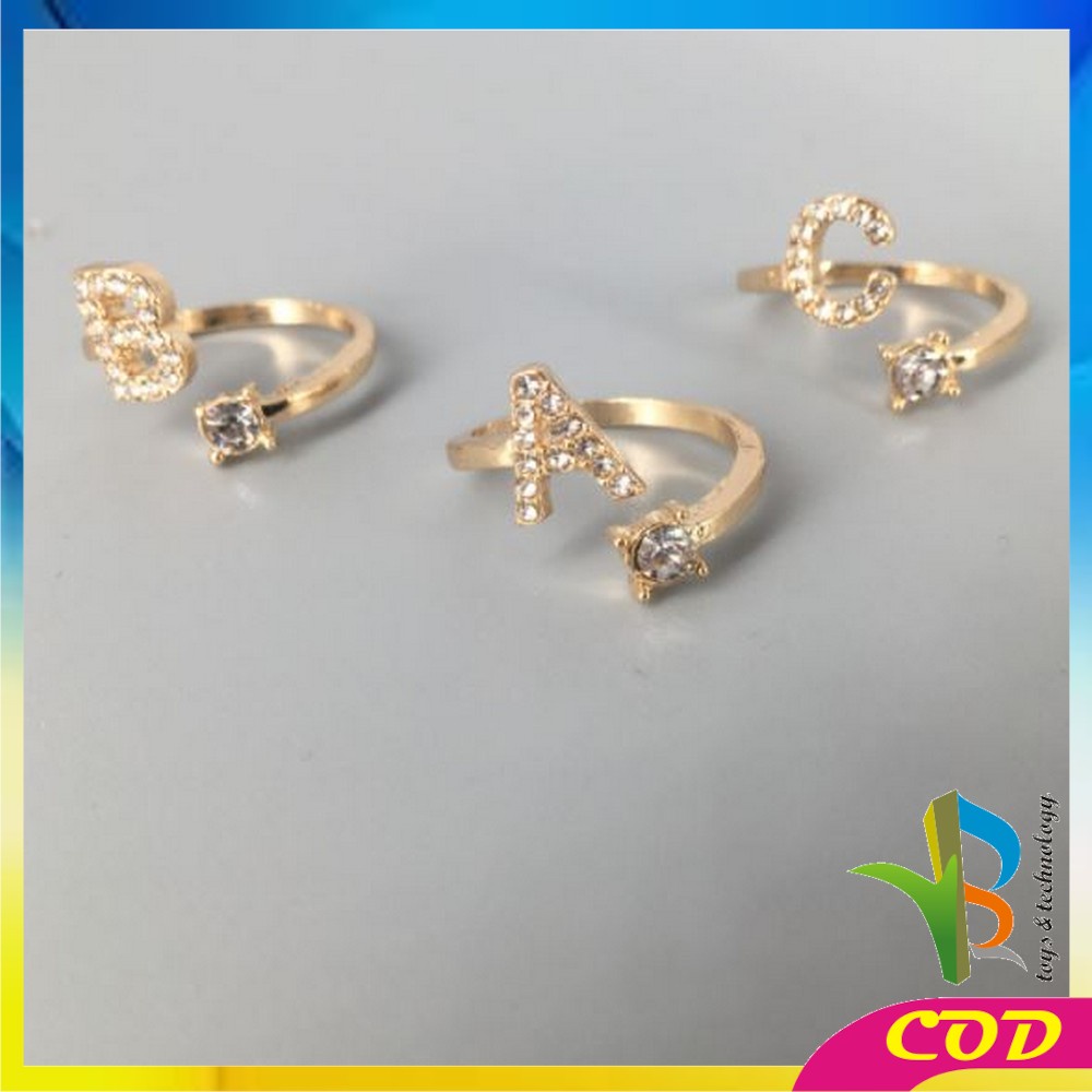 RB-K59 Cincin Huruf Gold Stainless Inisial Nama Cincin Alphabet / Cincin Abjad Huruf A-Z Wanita Fashion / Cincin Wanita Huruf Set Perhiasan Wanita