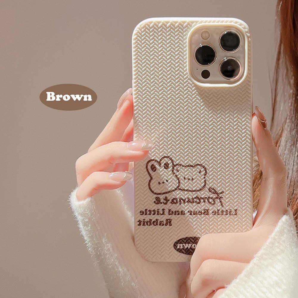 Ins Simple Stick Angka Kelinci Coklat Beruang Kartun Silikon Case Untuk Iphone7 X14 11 12 13 PRO MAX Casing Cover Pelindung