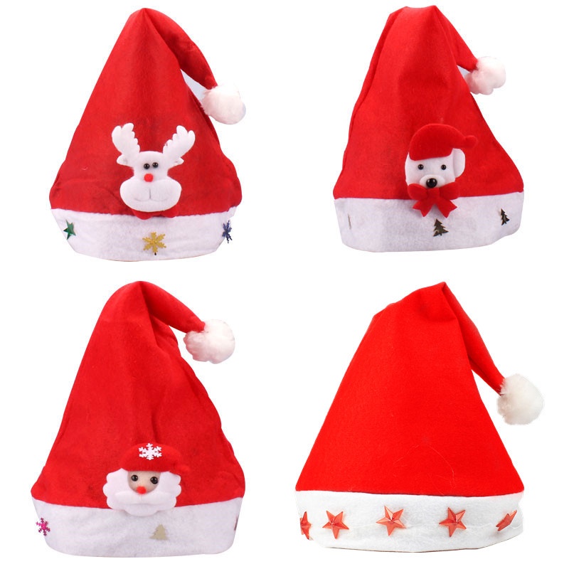 Topi Natal Santa Topi Santa Motif Random untuk anak/remaja Merry Christmast