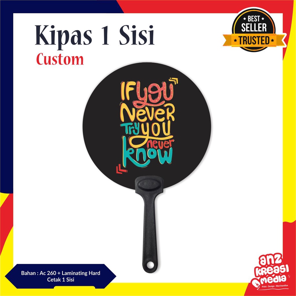 KIPAS TANGAN CUSTOM SOUVENIR MURAH DAN UNIK 1 SISI