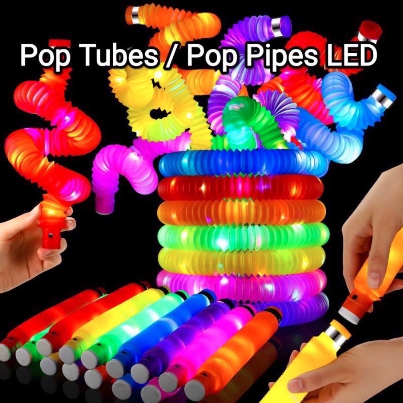 Mainan Viral CEV Light Up Pop Tubes Pop Pipes/ Mainan Lampu Stick Pipa Selang Fidget