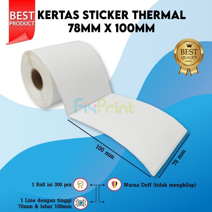 Kertas Resi Sticker Thermal Barcode 78x100 100x100 100x150 Roll 500