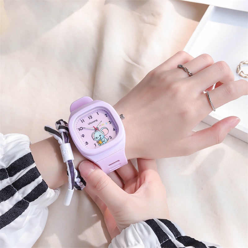 Jam Tangan Pria Appearance New Style Fashionable Personality Square Watch Women's Ins Cute Small Fresh Unicorn Girls Electronic