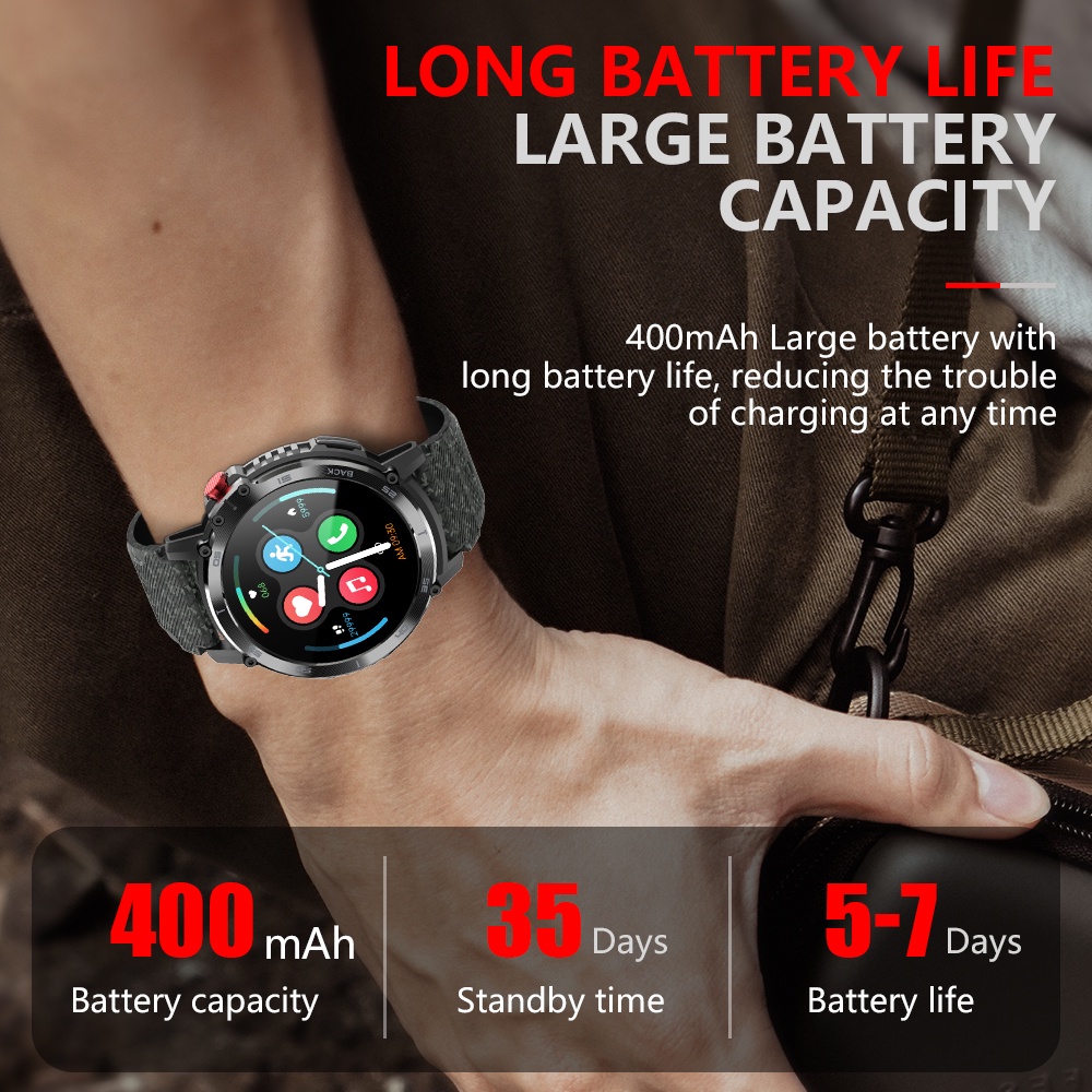 Smartwatch high memory Waterproof 3ATM Bluetooth 3.0+5.0 Long-lasting battery life Wear-resistant multi-sport mode smartwatch