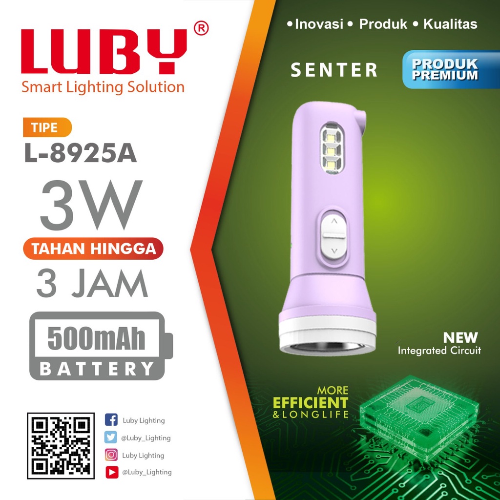 Senter tangan 3 Watt bagus murah / Senter tangan Luby L-8925a