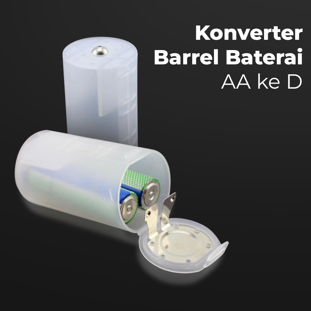 Konverter Barrel Baterai AA ke D - OMBT28TP Transparent