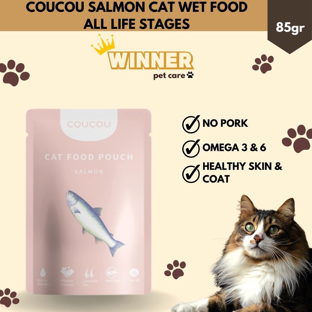 COUCOU Salmon Cat Wet Food Pouch All Life Stages 85gr