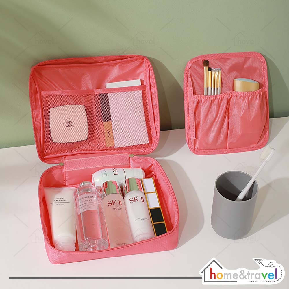 HOVELSHOP Tas Travel Pouch Peyimpanan Kosmetik Alat Mandi Organizer Multifungsi