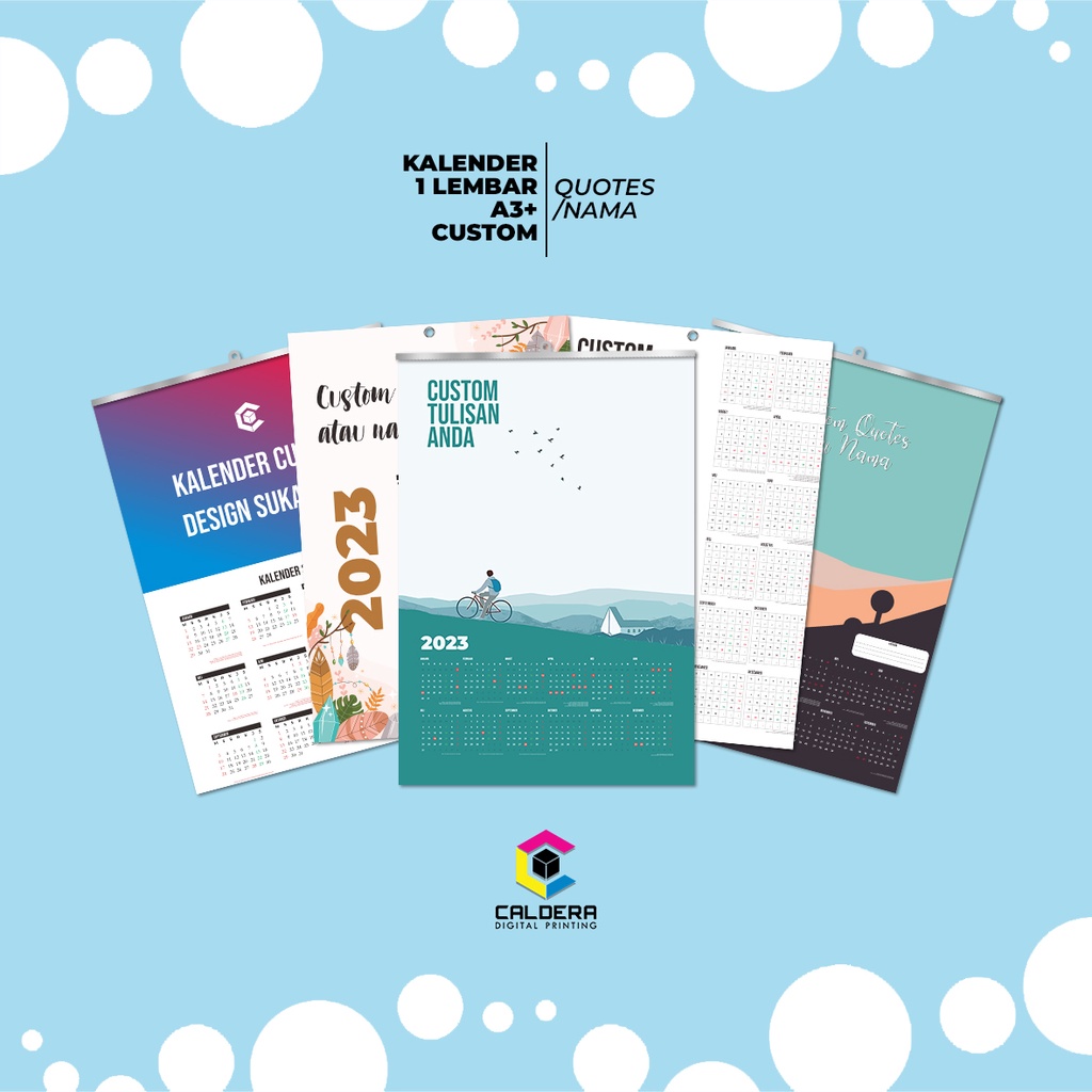 

Kalender Dinding Custom Tulisan & Foto Sendiri 1 Lembar A3+ Finishing Klip Seng / Mata Itik - CALDERA DIGITAL PRINTING
