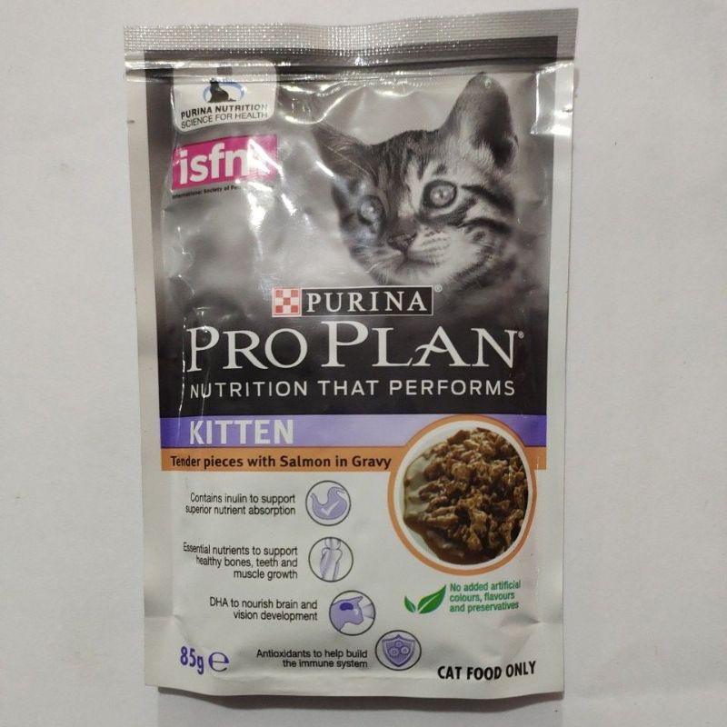 Pro Plan pouch kitten salmon in gravy 85gr /makanan basah kucing Proplan sachet