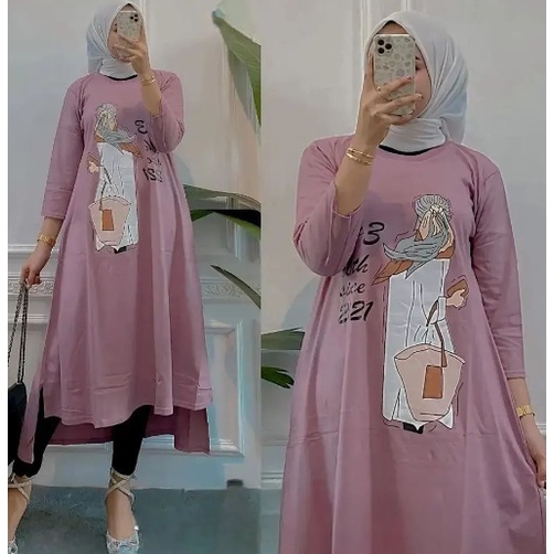 ADIVA MIDI DRESS BAHAN KAOS KATUN COMBED 24s MOTIF POLOS APLIKASI SABLON UKURAN M L XL XXL LD 100  - 120 CM GAMIS WANITA TERBARU 2023 KEKINIAN MIDI DRESS CASUAL KOREAN STYLE MIDI DRESS MUSLIM HIJAB LONG TUNIK JUMBO VIRAL