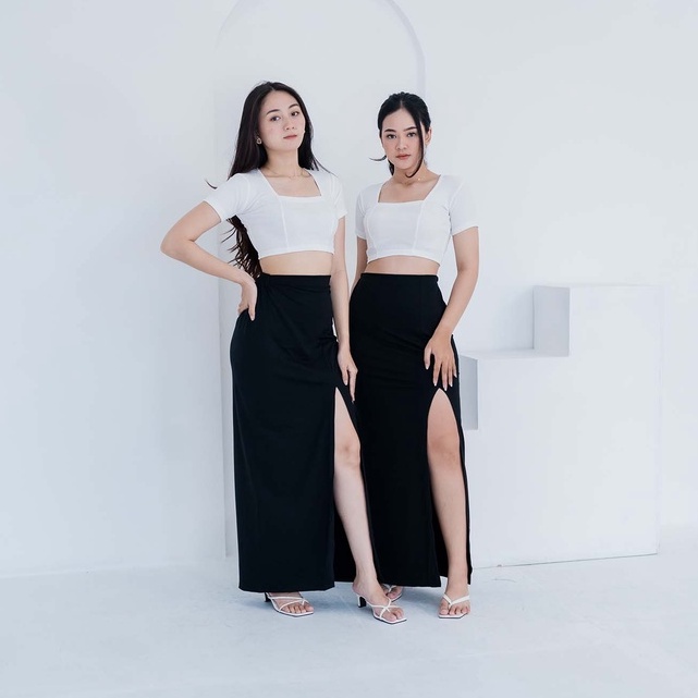 	 ELORA [Saxila Long Skirt] Skirt Long | Style Korean | Fashion Kekinian | Rok | Bawahan Wanita | Celana Wanita | Pants	