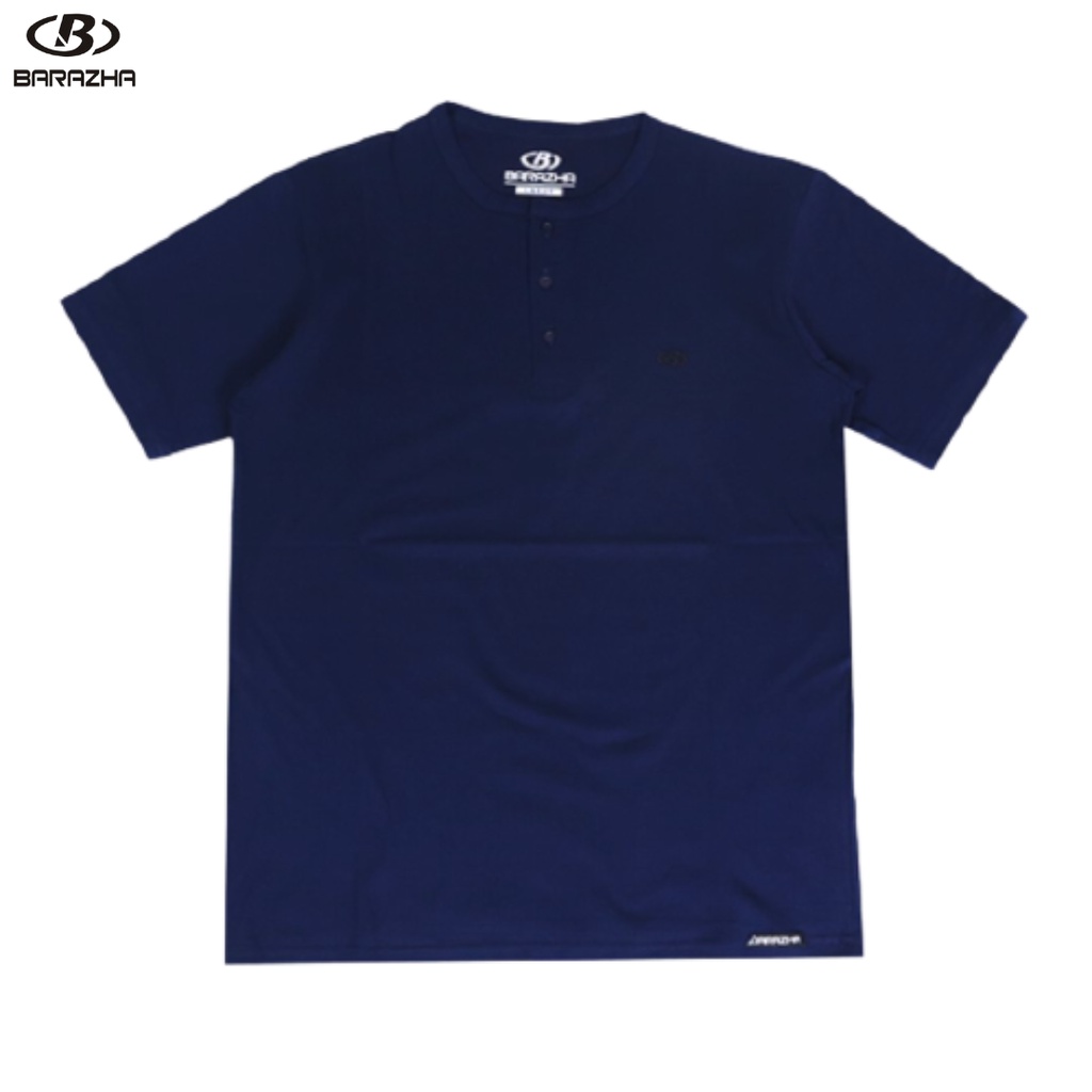 Barazha Unisex Kaos Polos Kancing Reguler Navy