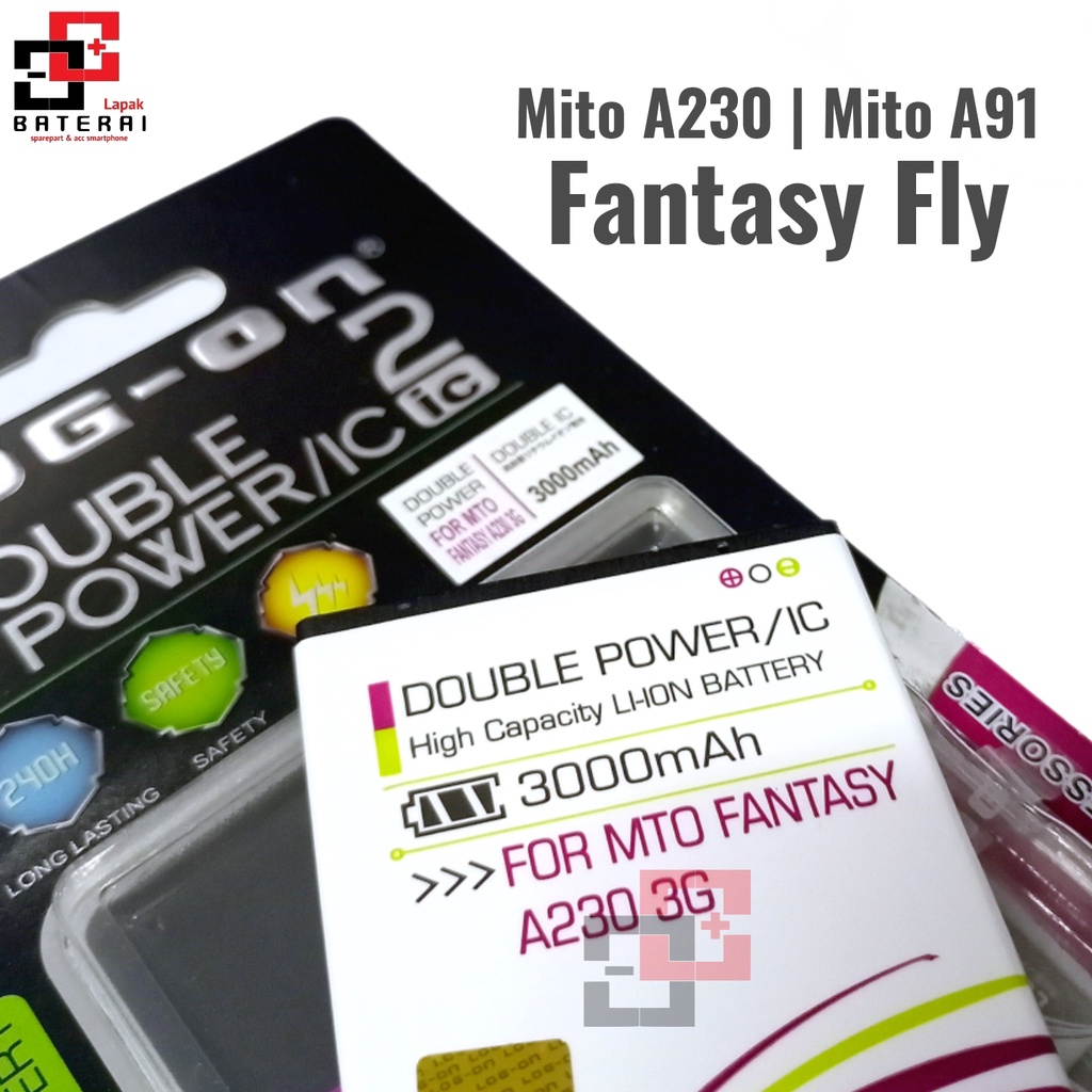 LOG - ON Baterai Mito A260 Fantasy Mini BA00083 Double IC Protection battery Batre