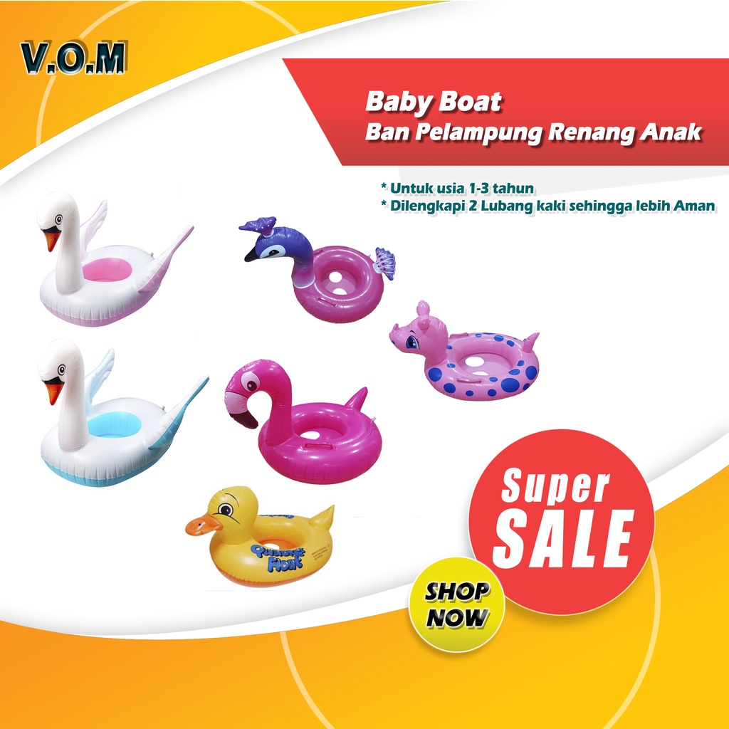 Baby Boat - Ban Pelampung Renang Anak Bebek Angsa Flamingo Merak 0711