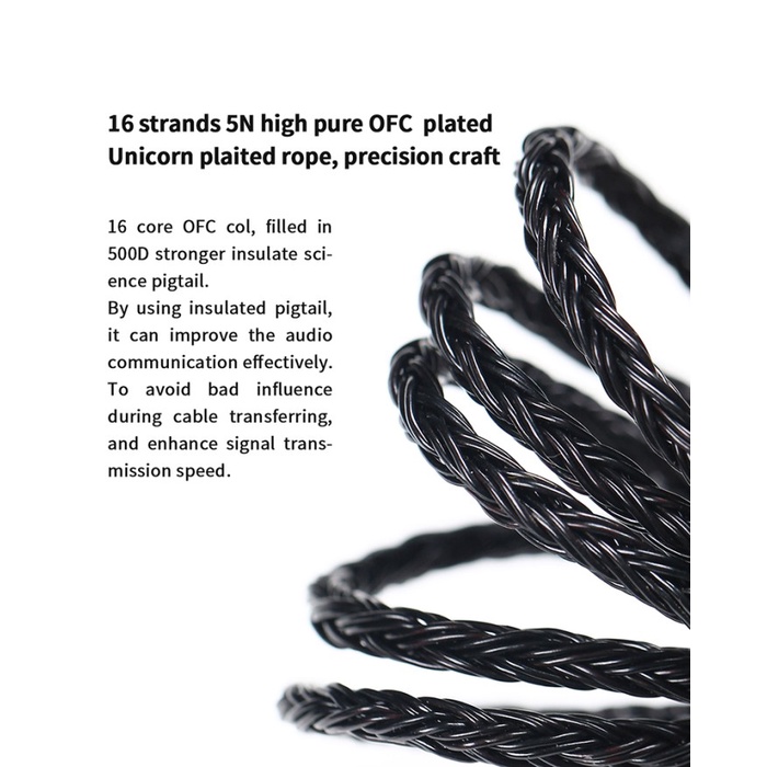 JCALLY JC16S Kabel Upgrade OFC 16 Core with Mic IEM Headset Cable