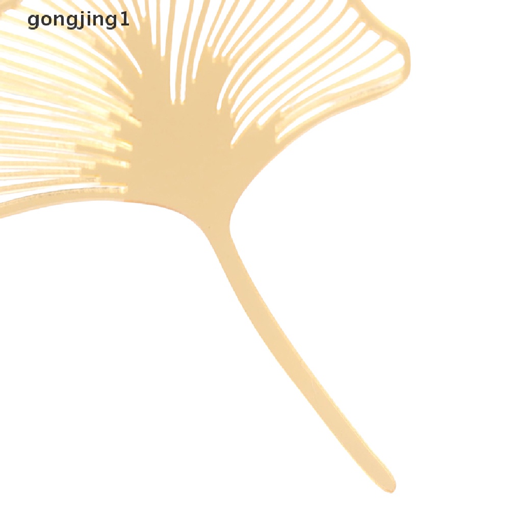 Ggg 1Pc Akrilik Gold Ginkgo Leaves Cake Topper Selamat Ulang Tahun Kue Insert Card ID