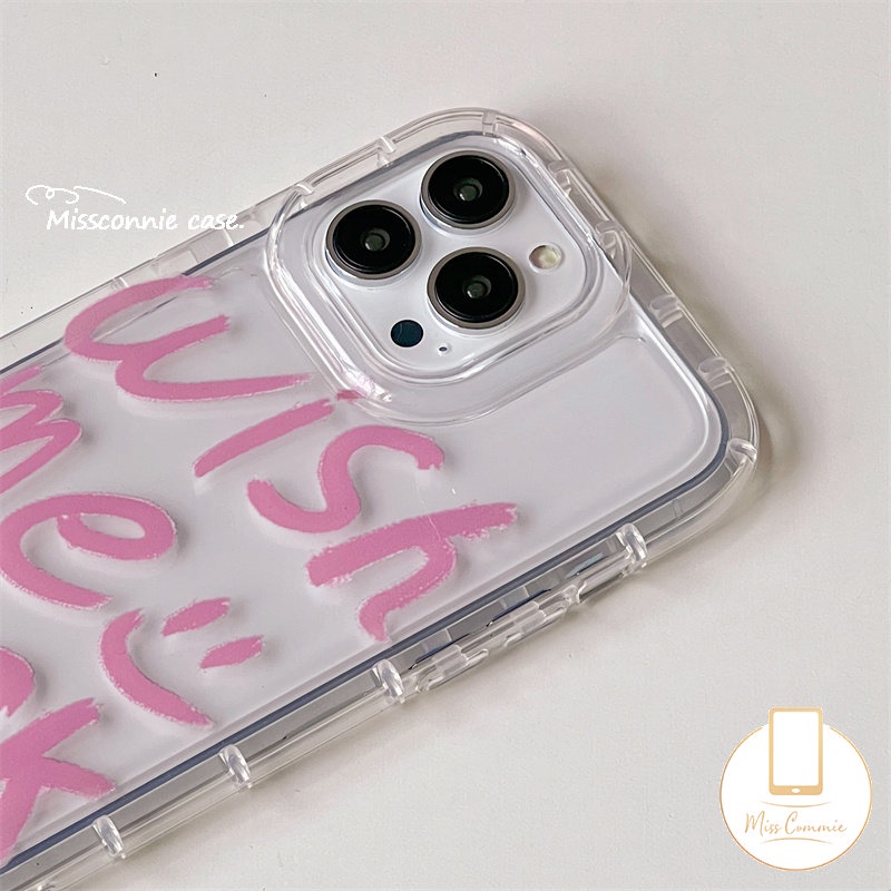 Casing Ponsel Airbag Shockproof Kompatibel Untuk iPhone 7Plus 8Plus 11 13 14 12 Pro MAX 6 6S 7 8 Plus XR X XS MAX Ins Fashion Grafiti Huruf TPU Lembut Anti Jatuh Bening Penutup Belakang