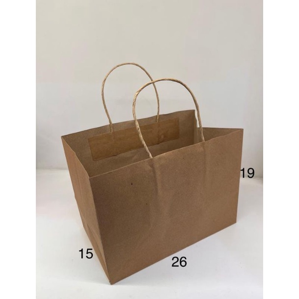 

PB 10pcs PAPERBAG KRAFT BROWNIES BOX TALI 26x15x19cm
