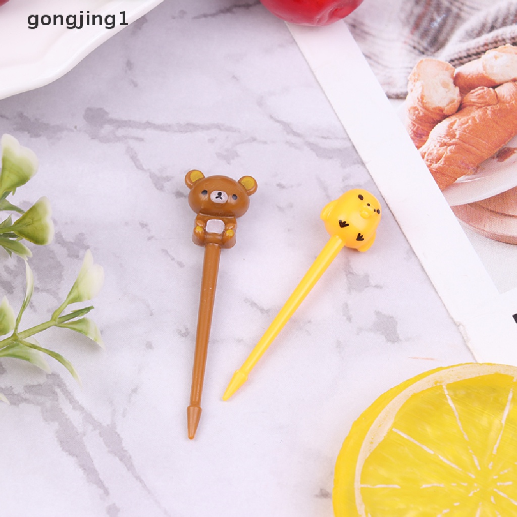 Ggg 8pcs /set Lucu Kartun Beruang Garpu Buah Anak Snack Dessert Picks Tookpick ID