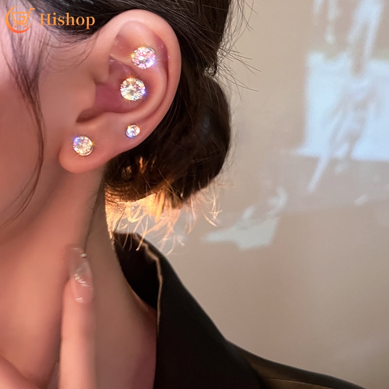Anting Magnet Kristal Korea Untuk Wanita Hypoallergenic Tanpa Tindik Earring Perhiasan Aksesoris
