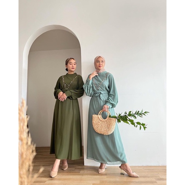 Kencana Dress Jumbo/Dress Full Furing Ld 110/Dress Remaja/Dress Lebaran/Dress Kondangan