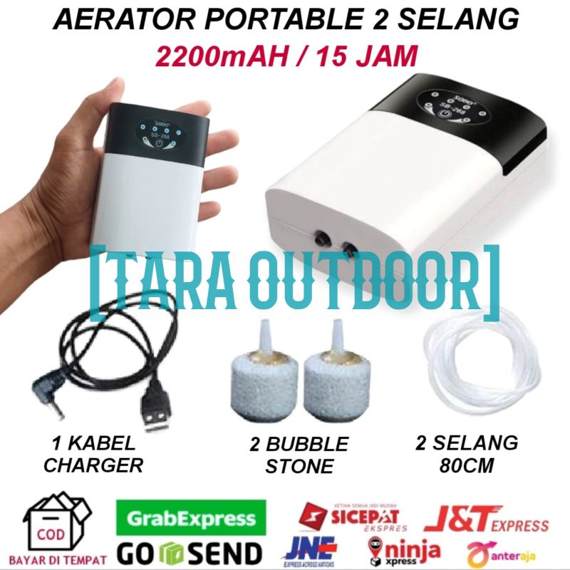 AERATOR POMPA AQUARIUM BATERAI CHARGER UMPAN PANCING HIDUP PORTABLE