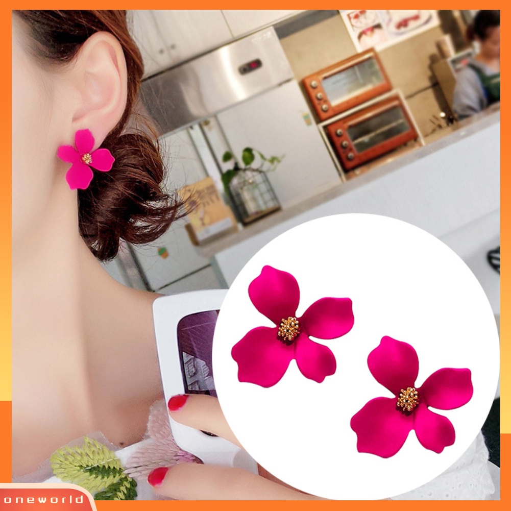 OW@ Fashion Girls Flower Ear Studs Women All-match Date Party Travel Earrings Gift