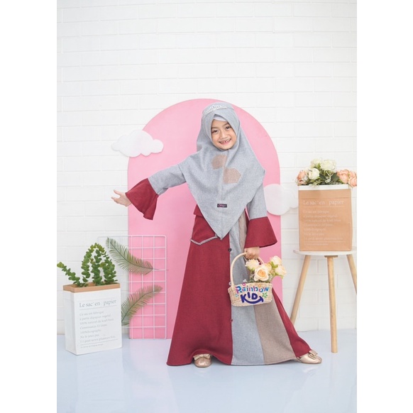 (TERBARU)GAMIS SET HIJAB AQILLA DRESS / GAMIS NGAJI ANAK PEREMPUAN USIA 6-8TAHUN