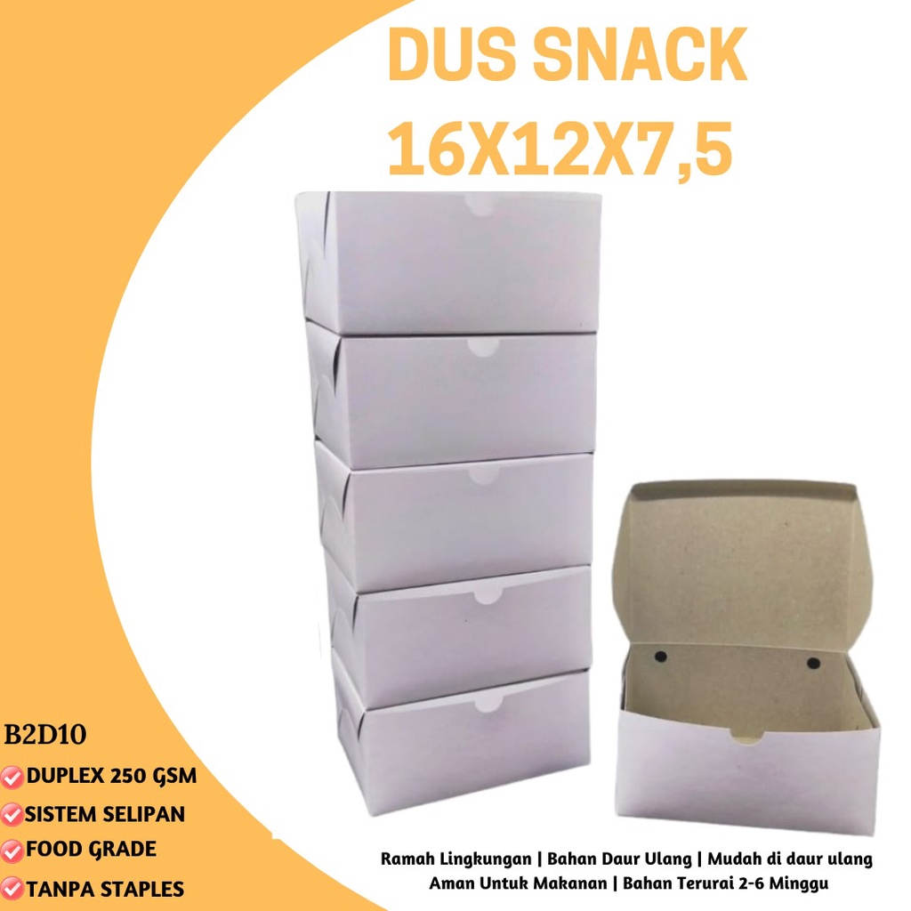 Box Snack Dus Kue Snack Box 16x12 (B2D10-Non Laminasi)