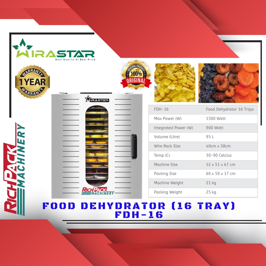 Wirastar FDH-16 Food Dehydrator Mesin Kripik Pengering Bahan Makanan