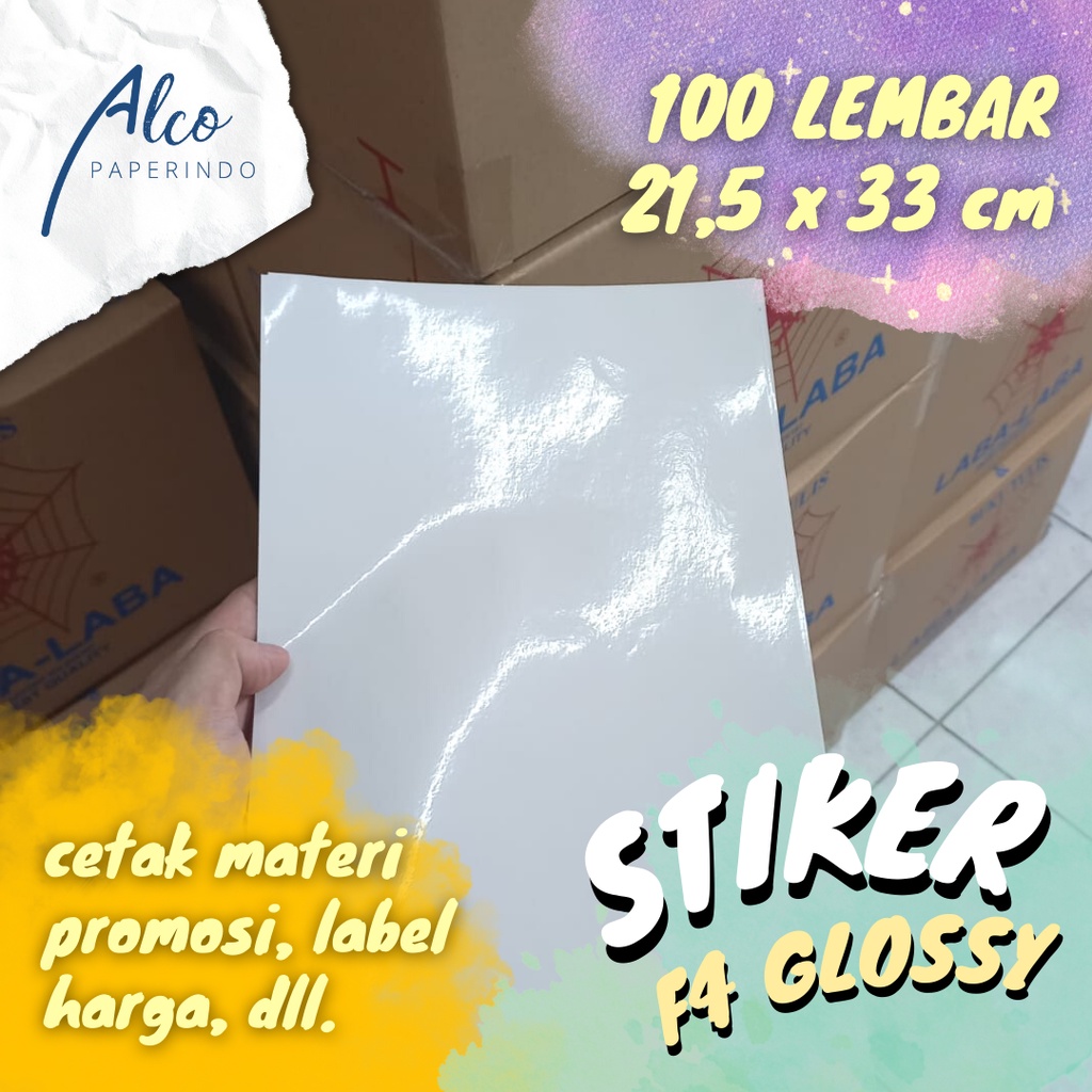 

Sticker Stiker F4 (21,5x33cm) isi 100 pcs Chromo Glossy TOP QUALITY