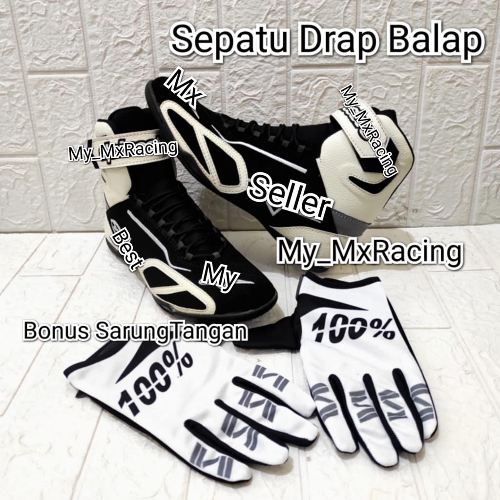 Sepatu Drag  BONUS SARUNG TANGAN Sepatu Race Motor TERLARIS for Touring Rally Slalom Kualitas Premium TERLARIS