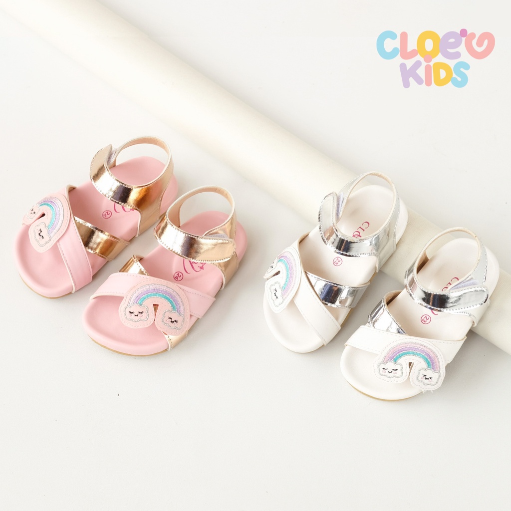 CLOEVKIDS - READY STOCK Lala Pelangi Size 22-35 Sepatu Sandal Anak Perempuan Slip On Flat Lucu