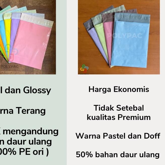 

Oke Price Polymailer Warna Ekonomis [25x40] isi 100 pcs - Polymailer Lem Warna Pastel**