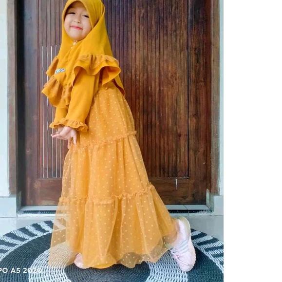 Diskon✔️GAMIS ANAK POLKADOT/GAMIS TILE DOT/GAUN ANAK/FASHION MUSLIM/BAJU MUSLIM ANAK PEREMPUAN|SQ8