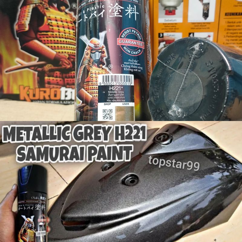 Pilok Pilox Cat Samurai Metallic Grey 221 H221 Abu Metalik Abu abu Metalik  400ml Cat Semprot Samura