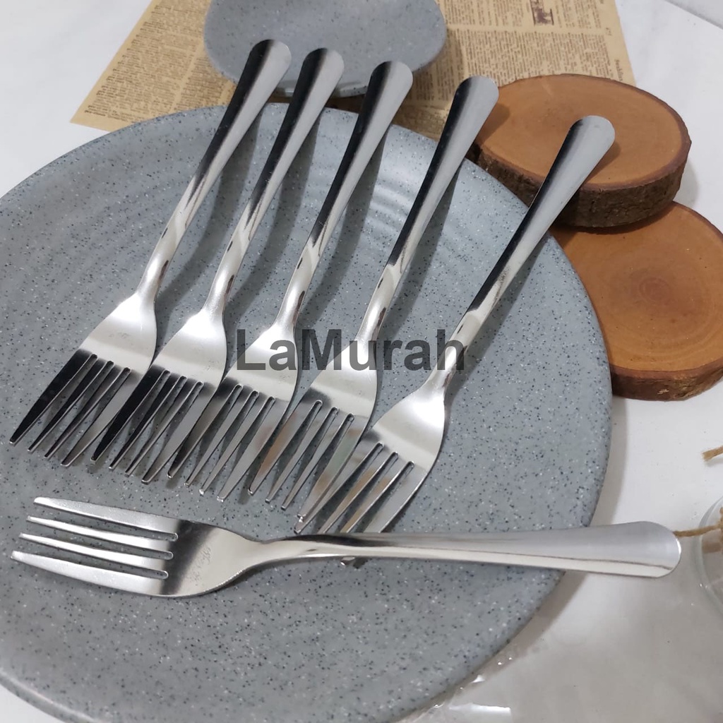 6 buah sendok garpu makan tebal polos BS