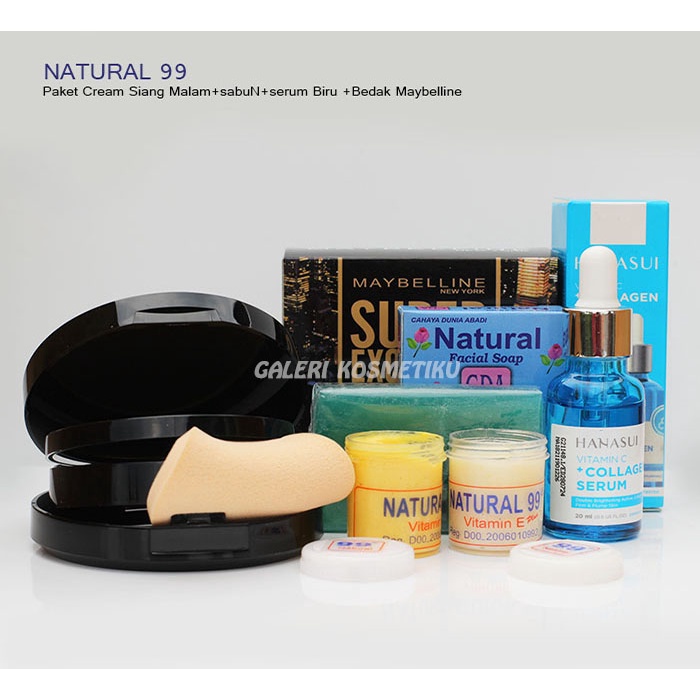 Paket Kumplit Krim Natural 99 Orignal Vit E/Cream Siang Malam Natural 99 Plus Sabun +Bedak Revlon Co
