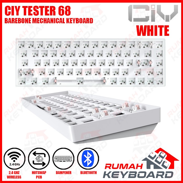 Keyboard Ciy Tester 68 - Barebone Keyboard - Wireless - Bt - Hotswap - White