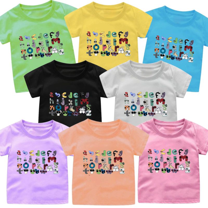 BAJU KAOS ANAK COWOK/CEWEK 1-12 TAHUN ALPHABET LORE VIRAL(POLOS)