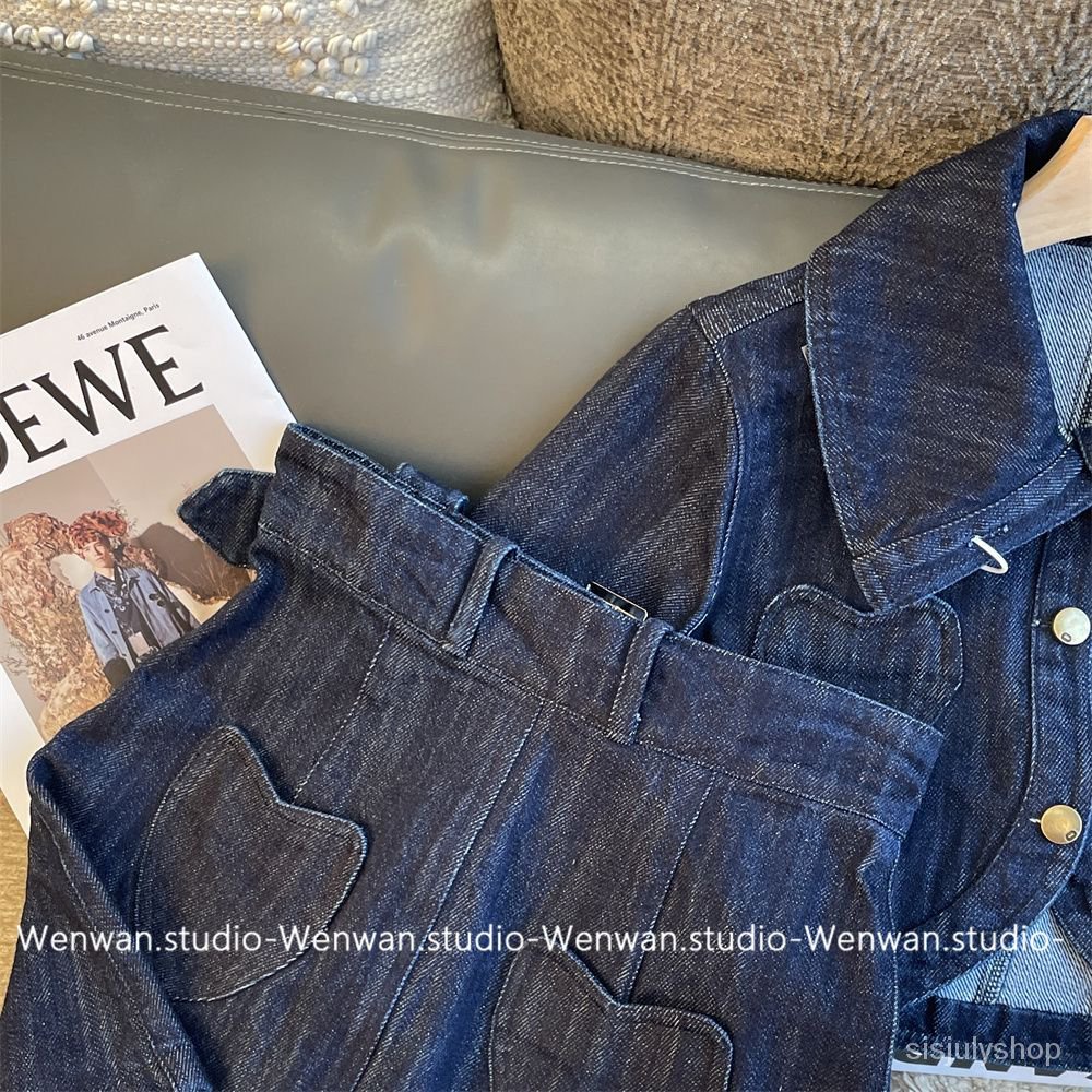#Sisjuly# Setelan denim gaya dupa kecil wanita setelan dua potong kasual baru