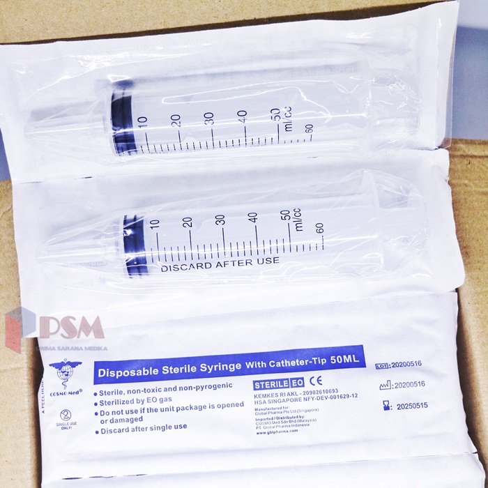 COSMOMED Disposable Feeding Syringe 50cc Catheter Tip / Sonde 50ml