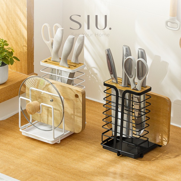 Luma Knives and Chopping Board Rack - Rak Pisau Telenan Nampan Dapur - Putih
