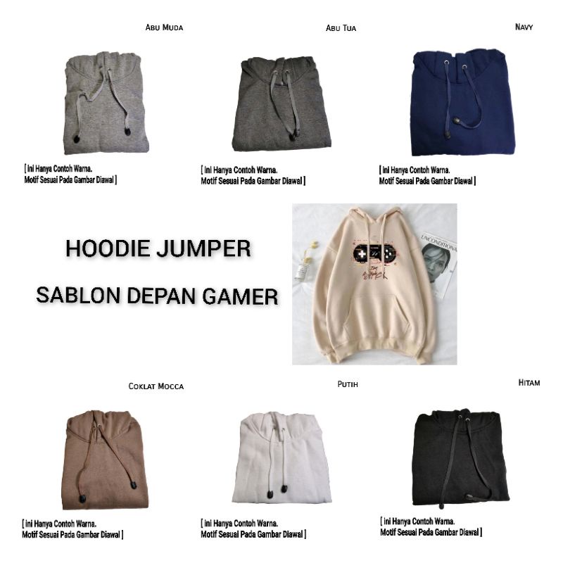 HOODIE JUMPER SABLON DEPAN GAMER SIZE M-XXL (PRIA&amp;WANITA)