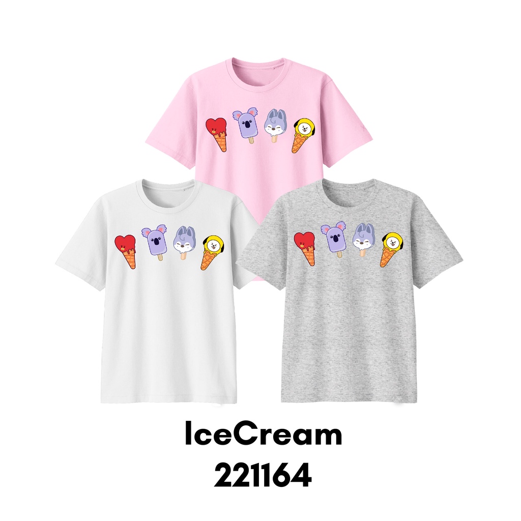 Kaos BT21 Bayi Anak Remaja Dewasa Cooky Evil &amp; Mang Pencil Series Bahan Katun Combed 30s