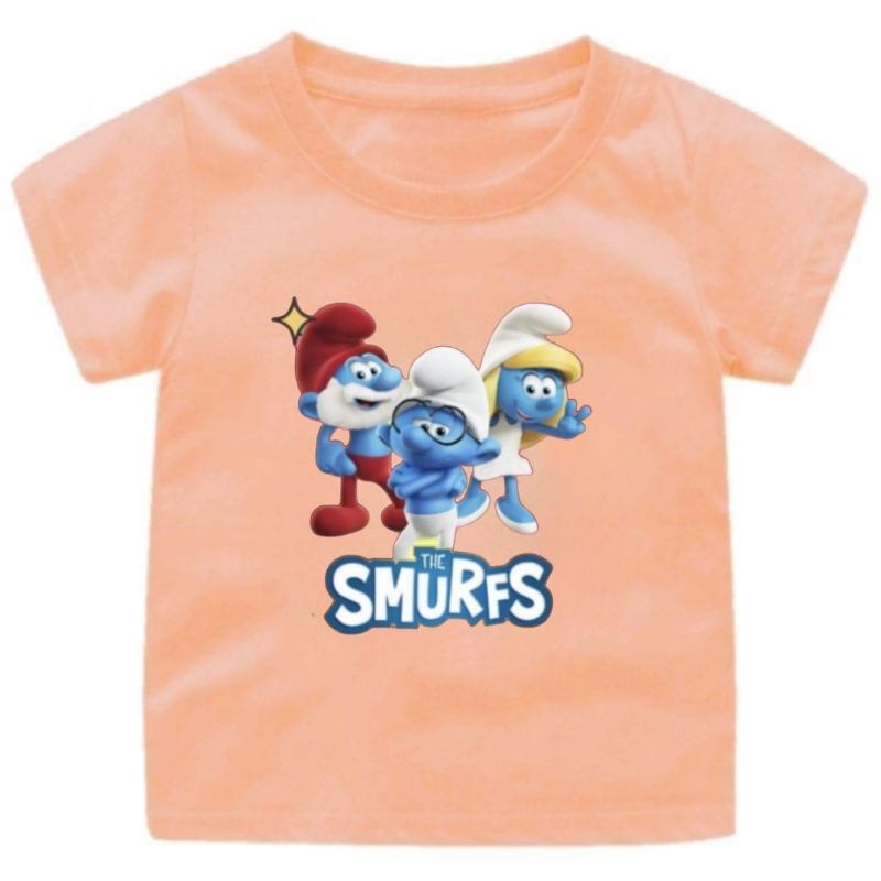 BAJU KAOS ANAK OEREMPUAN DAN LAKI LAKI KEKINIAN 1-12 TAHUN THE SMURF (2)